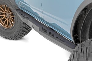 Ford Bronco Rock Sliders - Rough Country - Heavy Duty - Flat Black - '21-'25